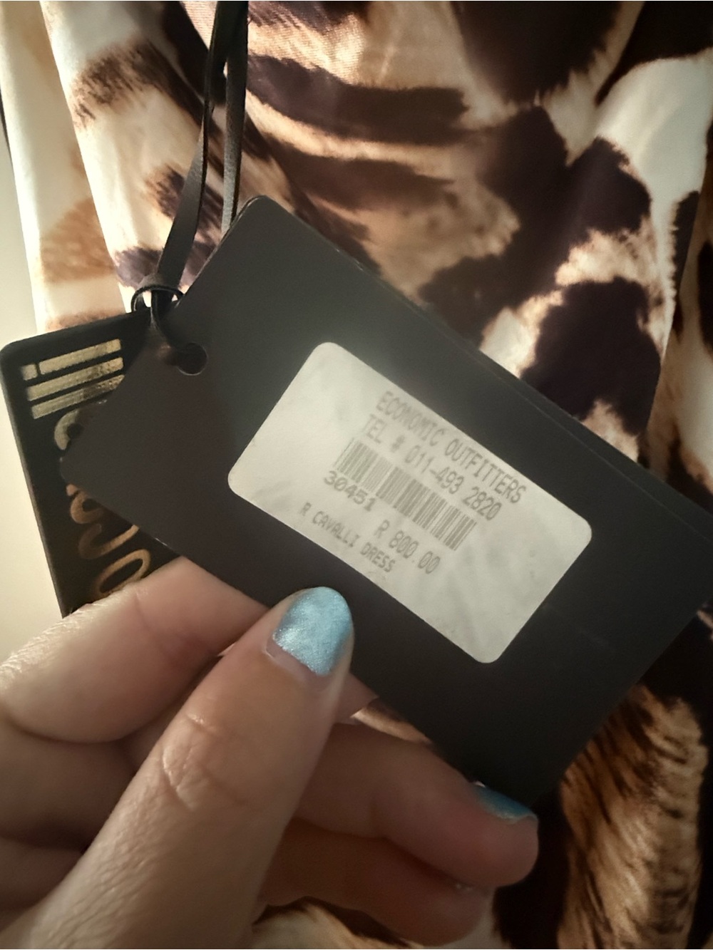 Roberto Cavalli Leopard Print Slip Dress in Beige, Brown & Black - Picture 5 of 5